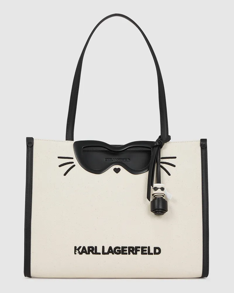 Karl Lagerfeld Ikon Choupette Canvas Tote Bag, Frau, Natur, Größe Natur