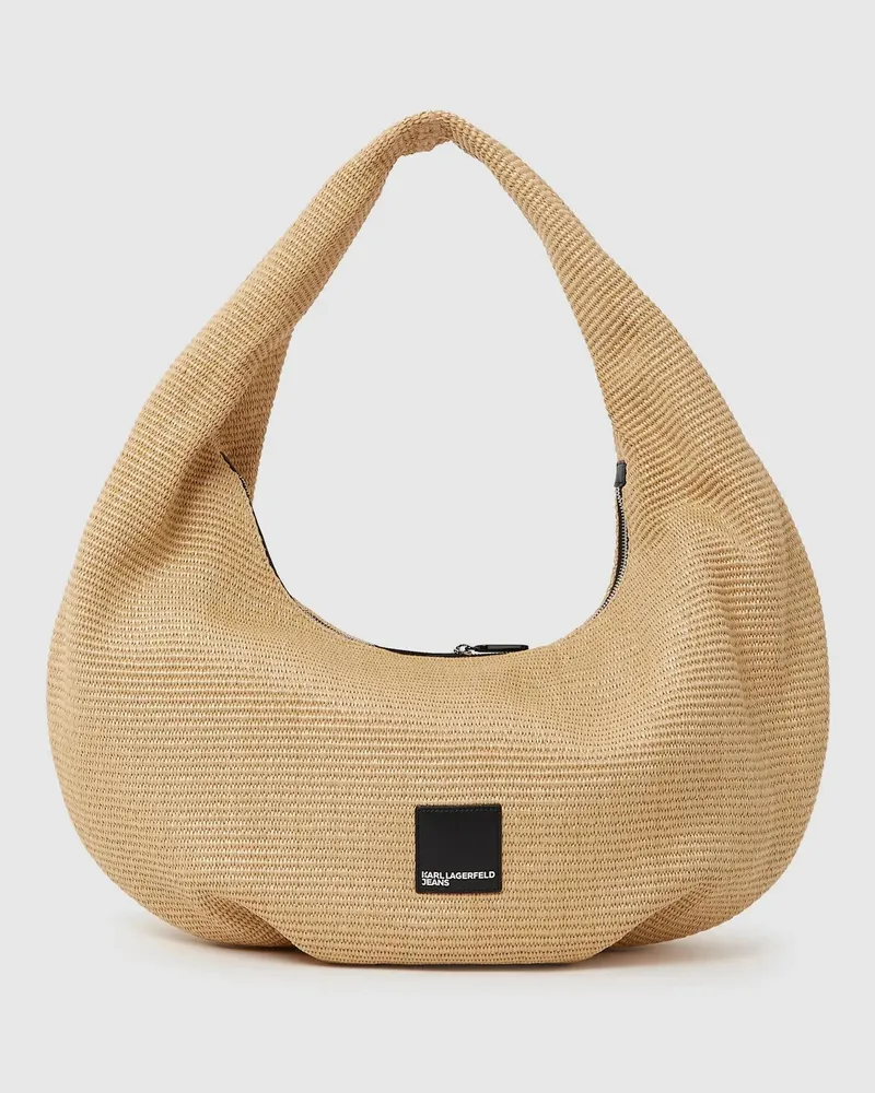 Karl Lagerfeld Große Hobo-tasche Mit Webstruktur, Damen, Natur, Größe Natur