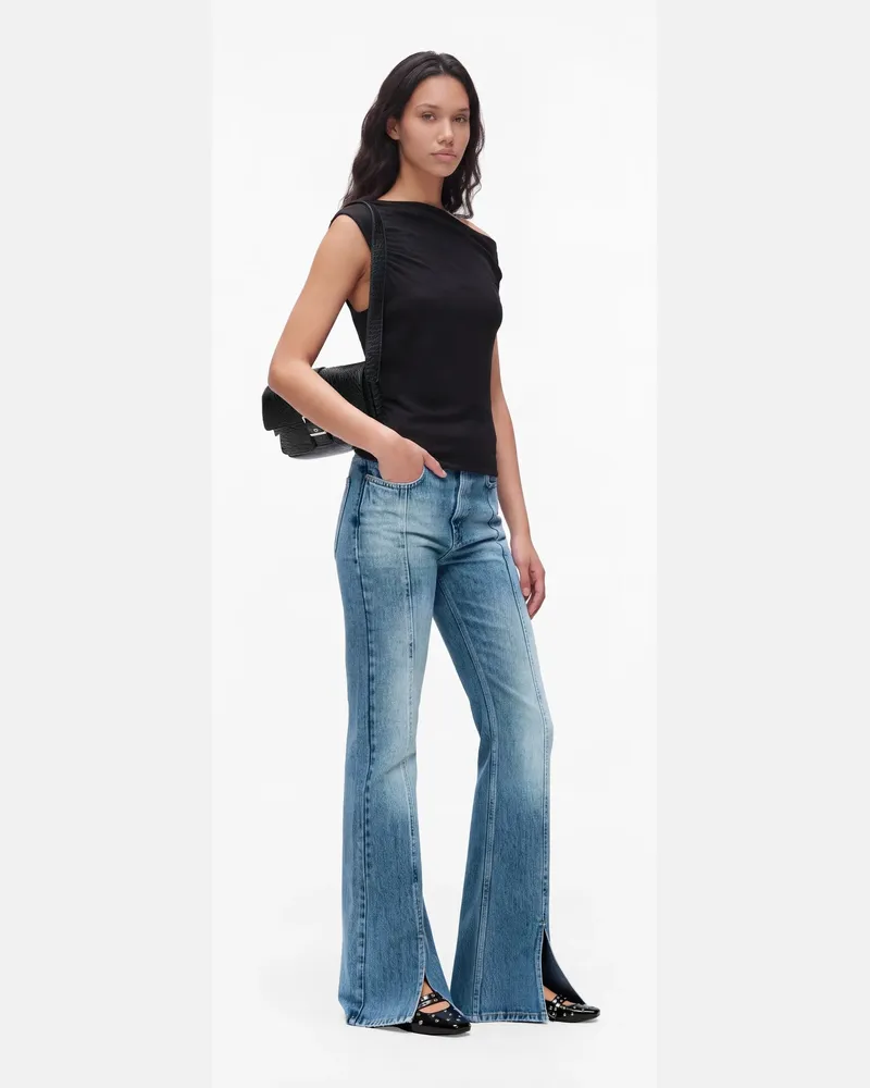 Karl Lagerfeld Jeans Mit Hoher Taille, Ausgestelltem Bein Und Schlitz, Female, Mittelblau, Size Blue