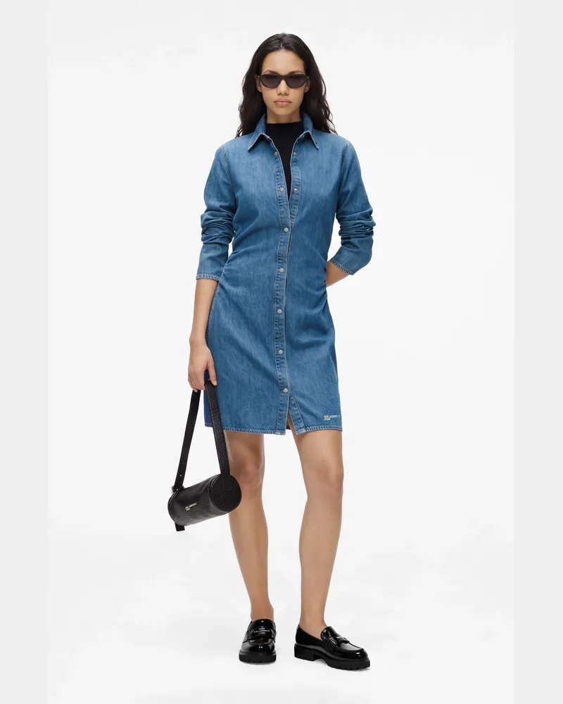 Karl Lagerfeld Hemdkleid Aus Jeansstoff Mit Raffungen, Female, Wald-schwarz-sedona, Size Blue