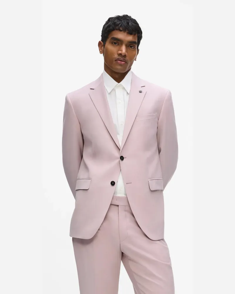Karl Lagerfeld Schmal Geschnittener Einreihiger Blazer, Herren, Hellrosa, Größe Hellrosa