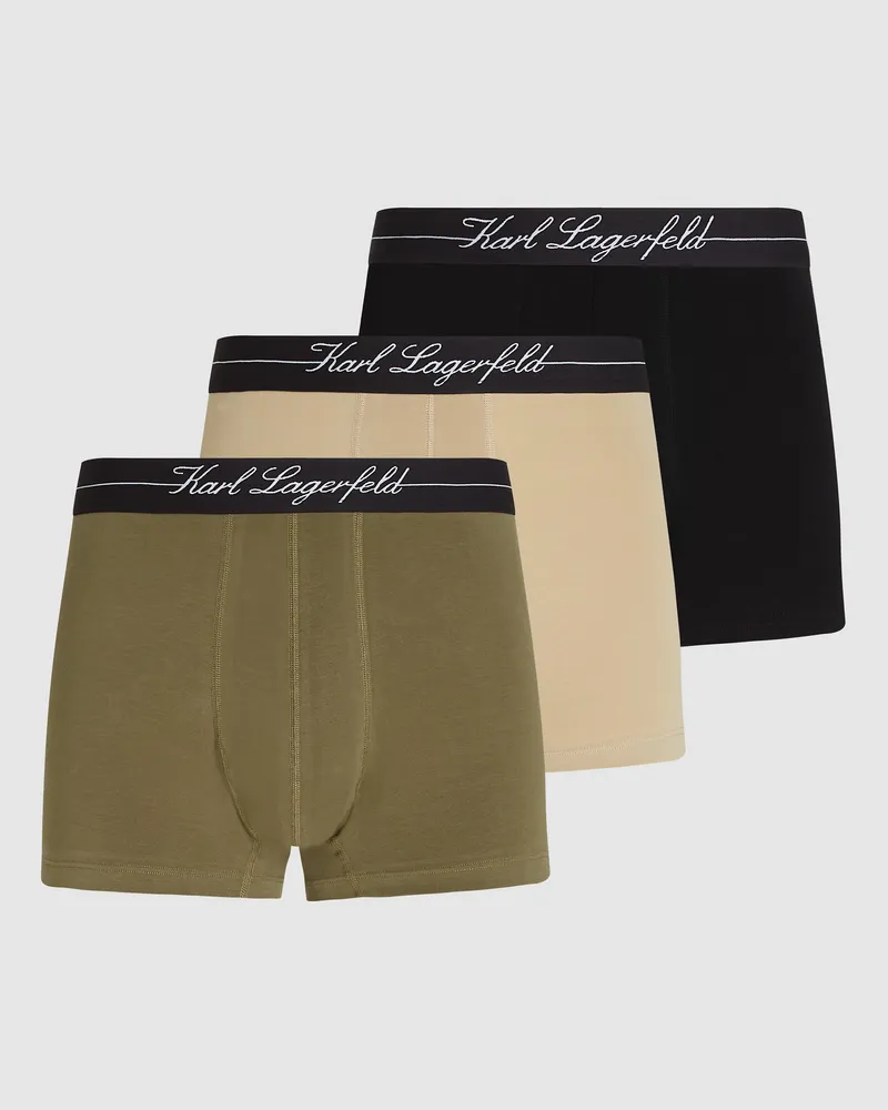Karl Lagerfeld Hotel Karl Boxershorts – 3er-set, Herren, Twill-schwarz-verbrannte Olive, Größe Twill-schwarz-verbrannte