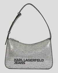 Karl Lagerfeld Klj Schultertasche in Metallic-optik mit Logo, Frau, Silver Silver