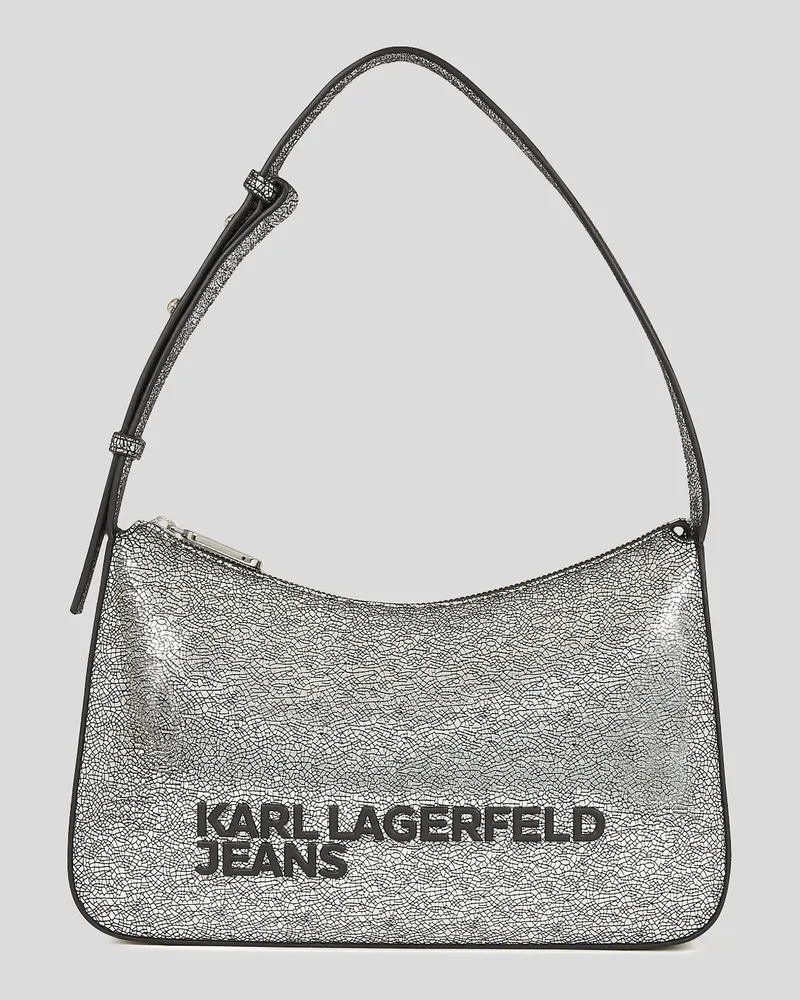 Karl Lagerfeld Klj Schultertasche in Metallic-optik mit Logo, Frau, Silver Silver