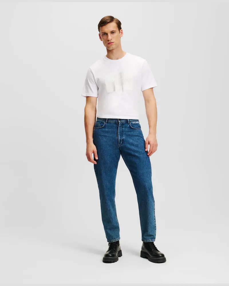 Karl Lagerfeld Logo-jeans Mit Eng Zulaufendem Bein, Mann, Mid Blue, Größe Mid