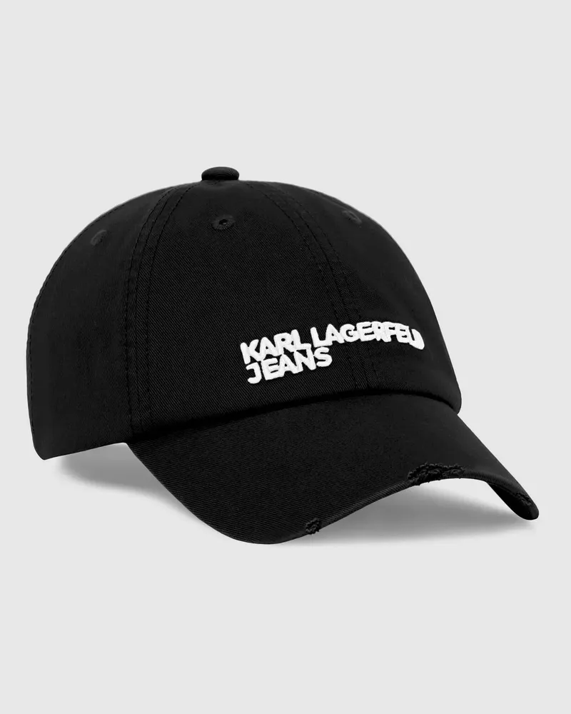 Karl Lagerfeld Kappe In Used-optik Mit Logo, Herren, Schwarz, Größe Schwarz