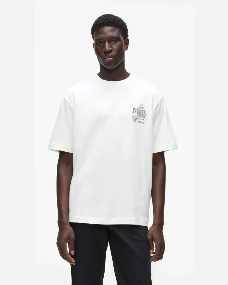 Karl Lagerfeld T-shirt Mit Skizzen Von Rom, Male, Weiss, Size White