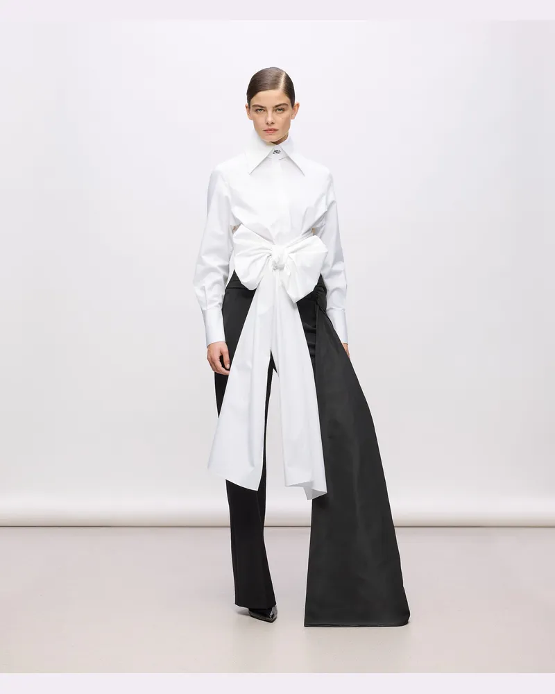Karl Lagerfeld Kl Studio Bluse Mit Schleifendetail, Damen, Weiss, Größe Weiss