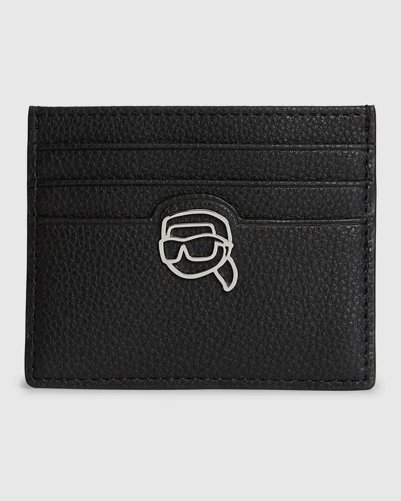 Karl Lagerfeld Ikon Pebble Kartenetui, Damen, Schwarz, Größe Schwarz