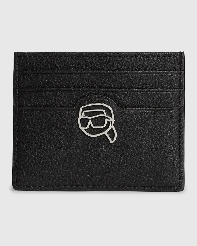Karl Lagerfeld Ikon Pebble Kartenetui, Damen, Schwarz, Größe Schwarz