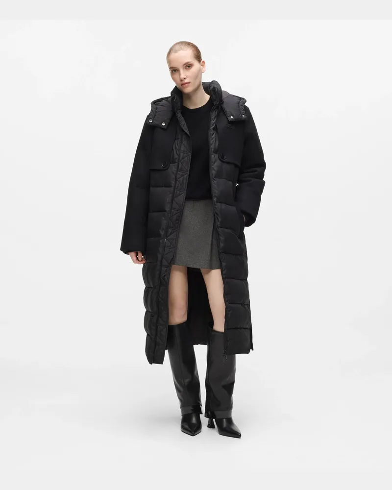 Karl Lagerfeld Lange Daunenjacke Mit Gürtel, Damen, Schwarz, Größe Schwarz