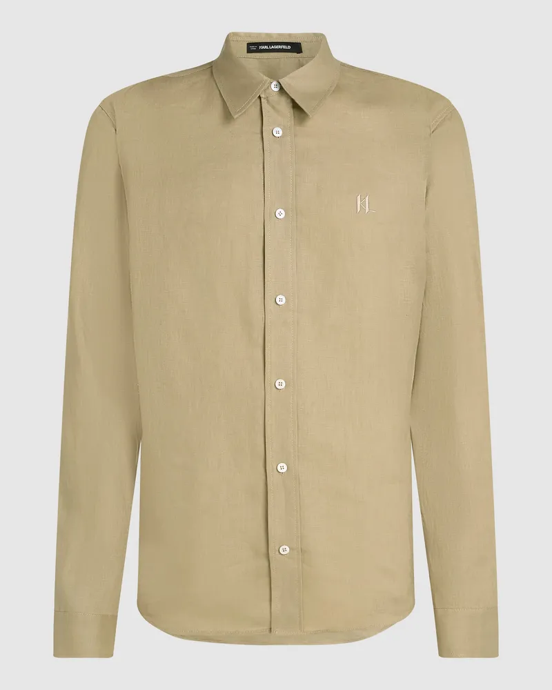 Karl Lagerfeld Monogram Leinenhemd, Herren, Twill, Größe Twill
