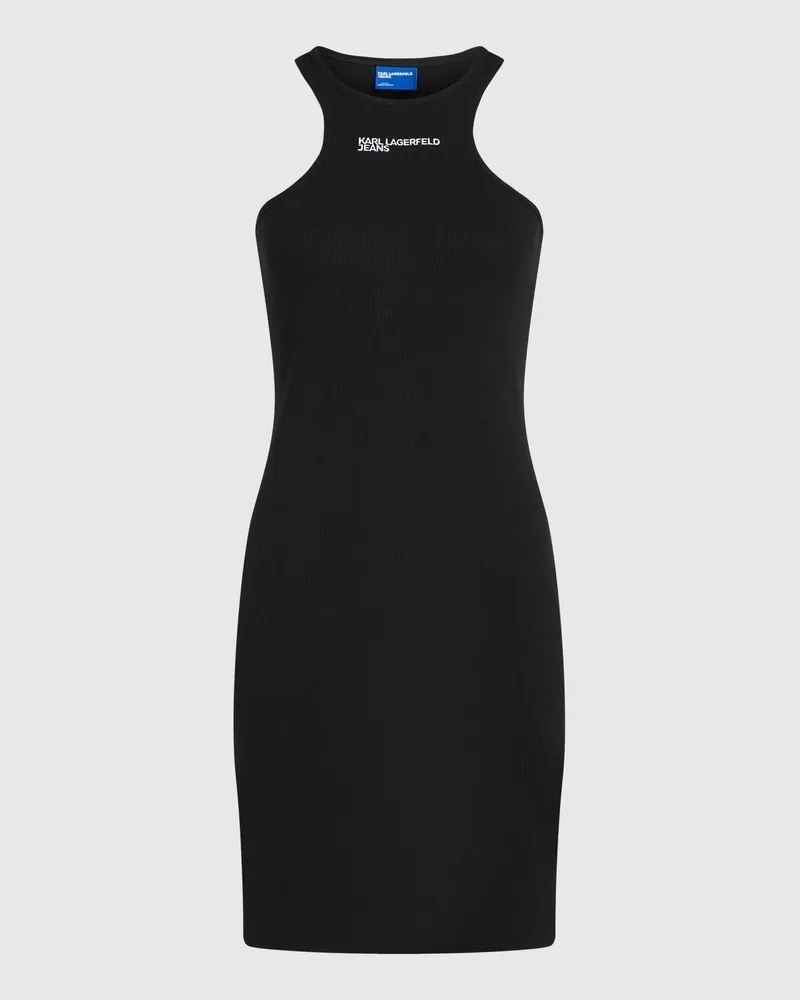 Karl Lagerfeld Geripptes Racerback-kleid, Damen, Schwarz, Größe Schwarz