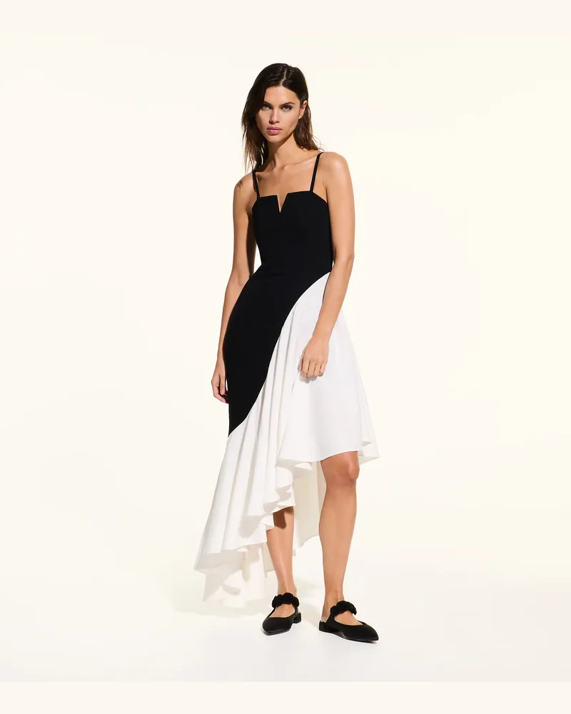 Karl Lagerfeld Kl Studio Rüschenkleid, Frau, Schwarz/Weiss, Größe Schwarz