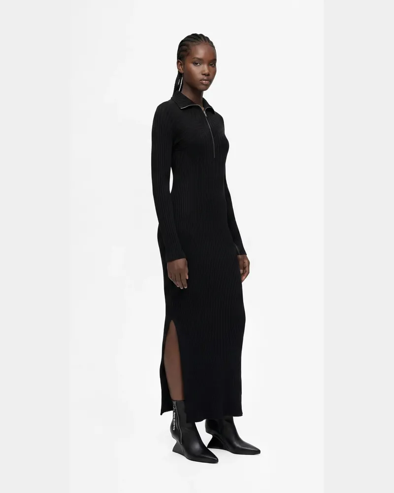 Karl Lagerfeld Maxi-strickkleid Mit Reißverschluss, Damen, Schwarz, Größe Schwarz