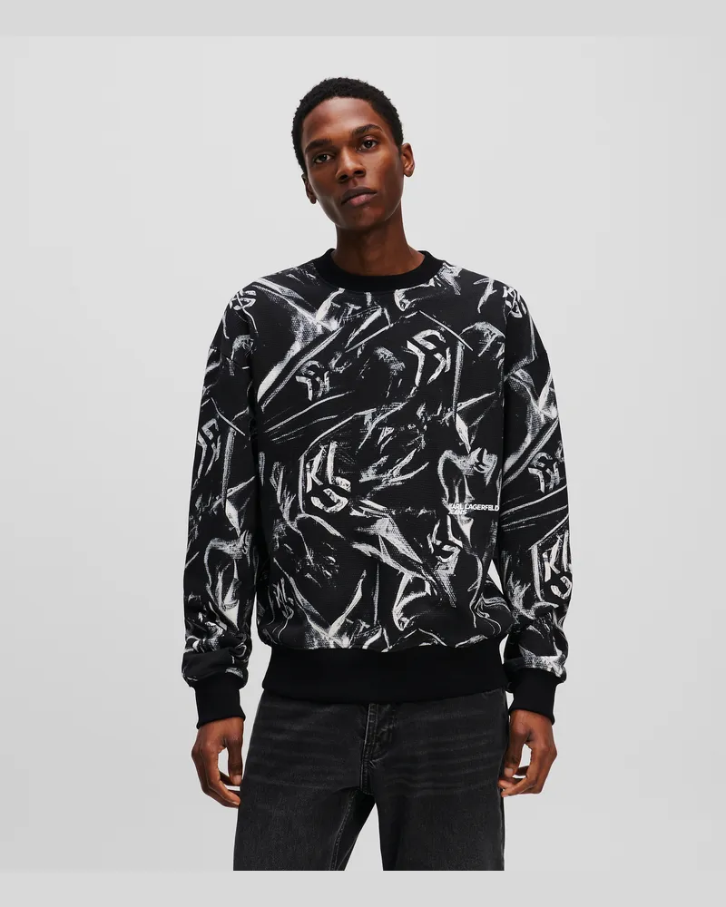 Karl Lagerfeld Monogram Grafik-sweatshirt, Mann, Digital Fold All-Over-Muster, Größe Digital