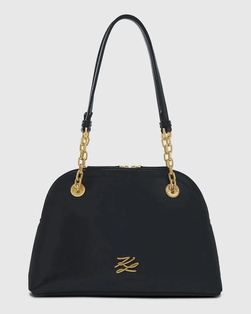 Karl Lagerfeld K/autograph Mittelgroße Bowlingtasche, Damen, Schwarz/gold, Größe Schwarz