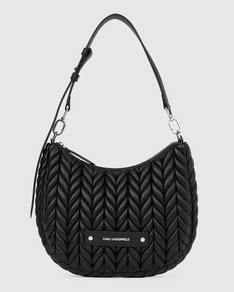 Karl Lagerfeld K/weave Kleine Hobo-tasche, Female, Schwarz-nickel, Size Black