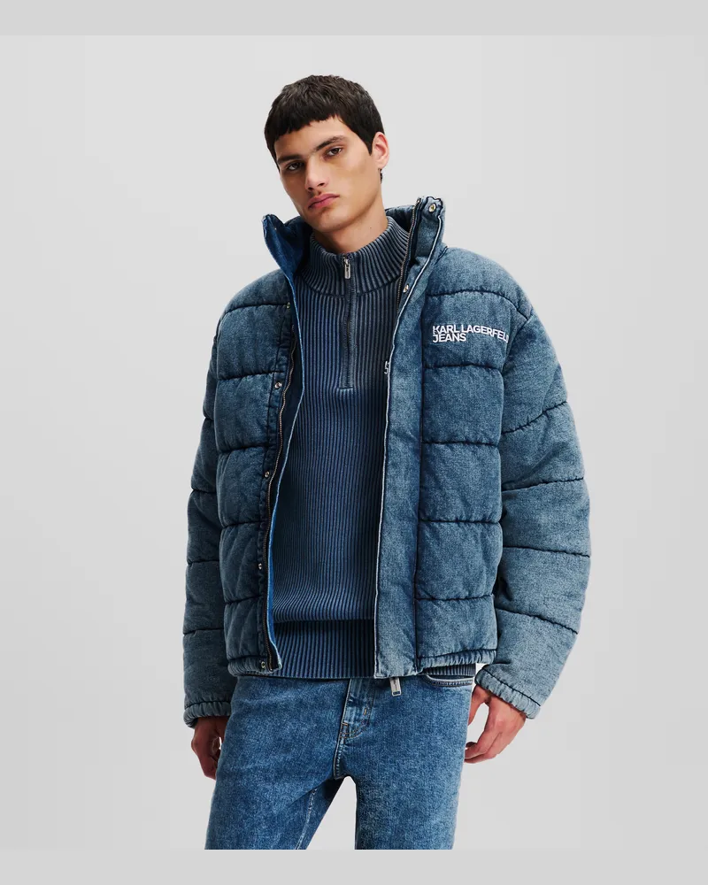 Karl Lagerfeld Denim-pufferjacke, Mann, Acid Washed Blue, Größe Acid