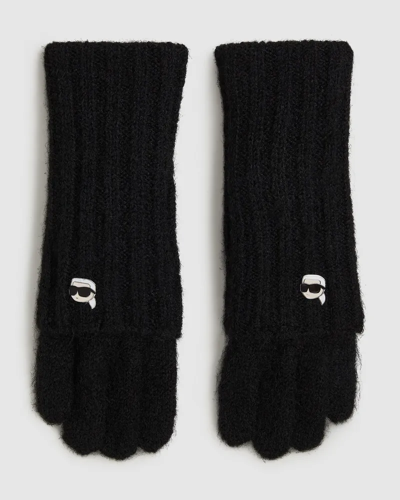 Karl Lagerfeld Ikon Strickhandschuhe, Damen, Schwarz, Größe Schwarz