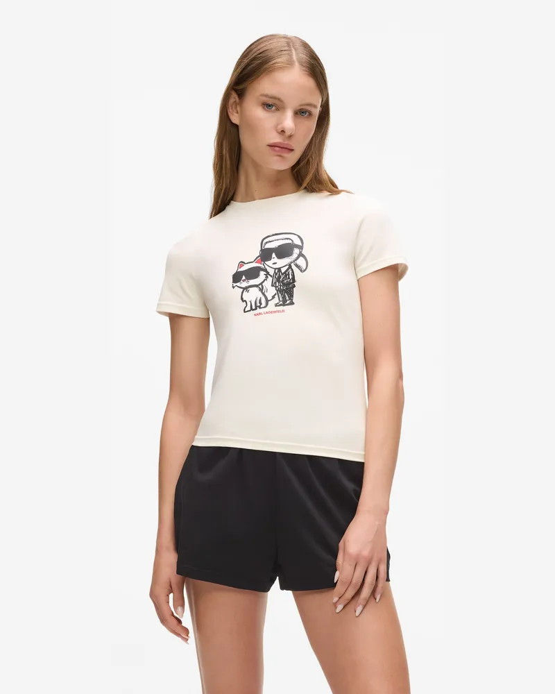 Karl Lagerfeld Ikon-pyjama-t-shirt, Damen, Cannoli Creme, Größe Cannoli