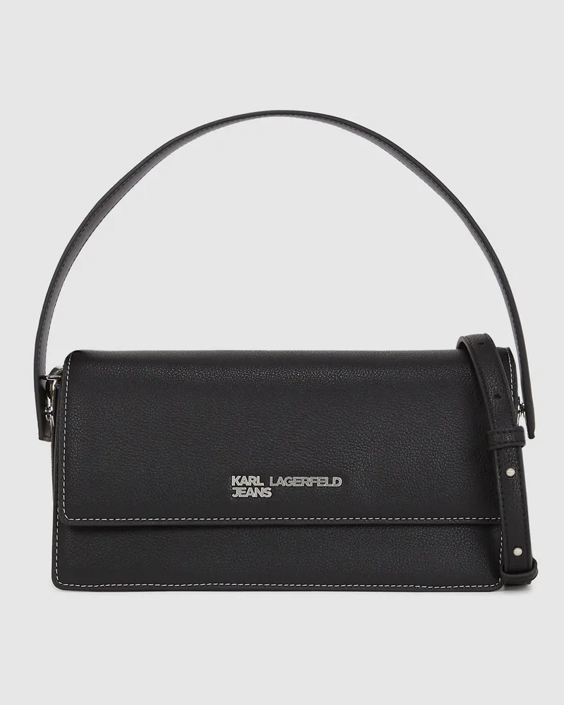 Karl Lagerfeld Umhängetasche Mit Tragegriff Und Logo Aus Metall, Damen, Schwarz, Größe Schwarz