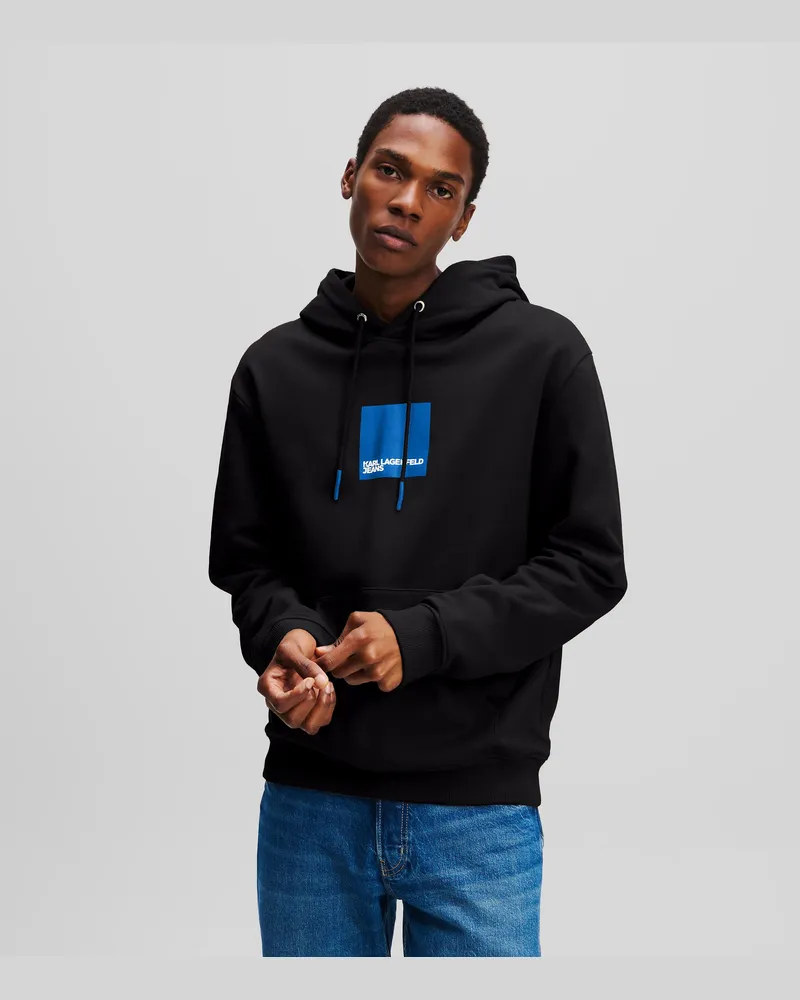 Karl Lagerfeld Klj Kapuzenpullover Mit Box-logo, Herren, Schwarz, Größe Schwarz