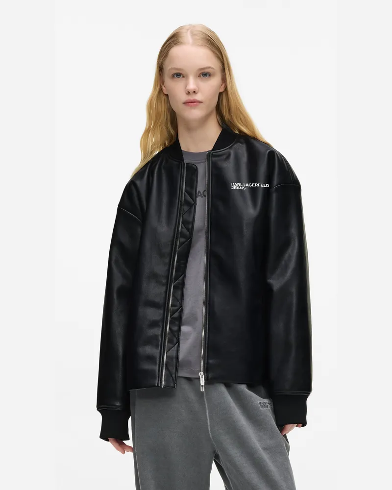 Karl Lagerfeld Bomberjacke Aus Kunstleder, Damen, Schwarz, Größe Schwarz