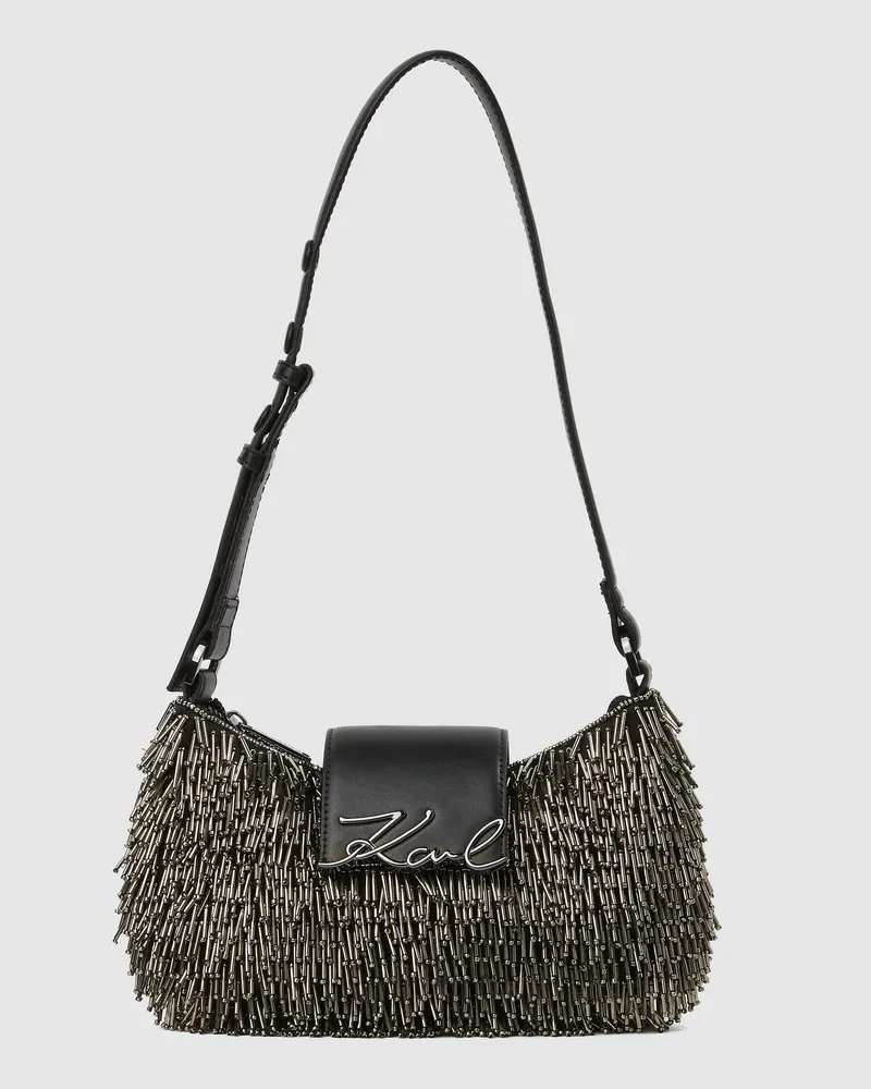 Karl Lagerfeld K/signature Mond-tasche Mit Perlenbesatz, Damen, Schwarze Verzierung, Größe Schwarze
