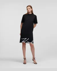 Karl Lagerfeld T-shirt-kleid mit Karl-signatur-saum, Frau, Schwarz Schwarz