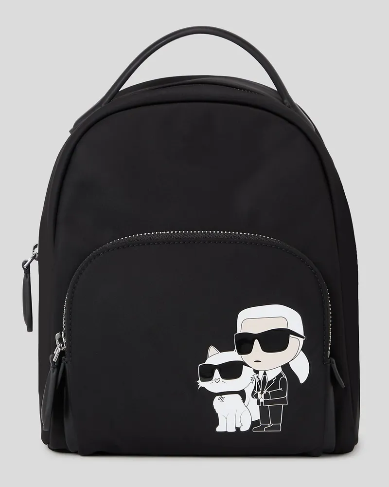 Karl Lagerfeld K/ikonik Kleiner Rucksack aus Nylon, Frau, Schwarz Schwarz