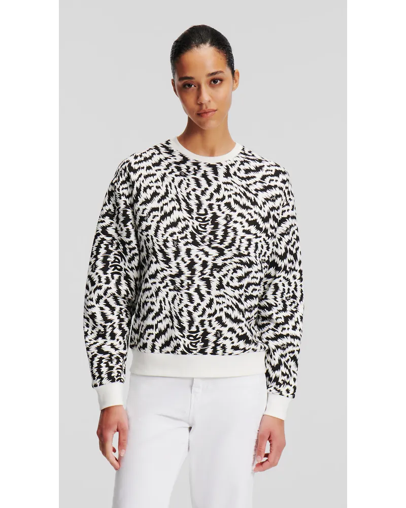 Karl Lagerfeld Sweatshirt mit Zebra-print, Frau, Elektrika Schwarz/weiß Elektrika
