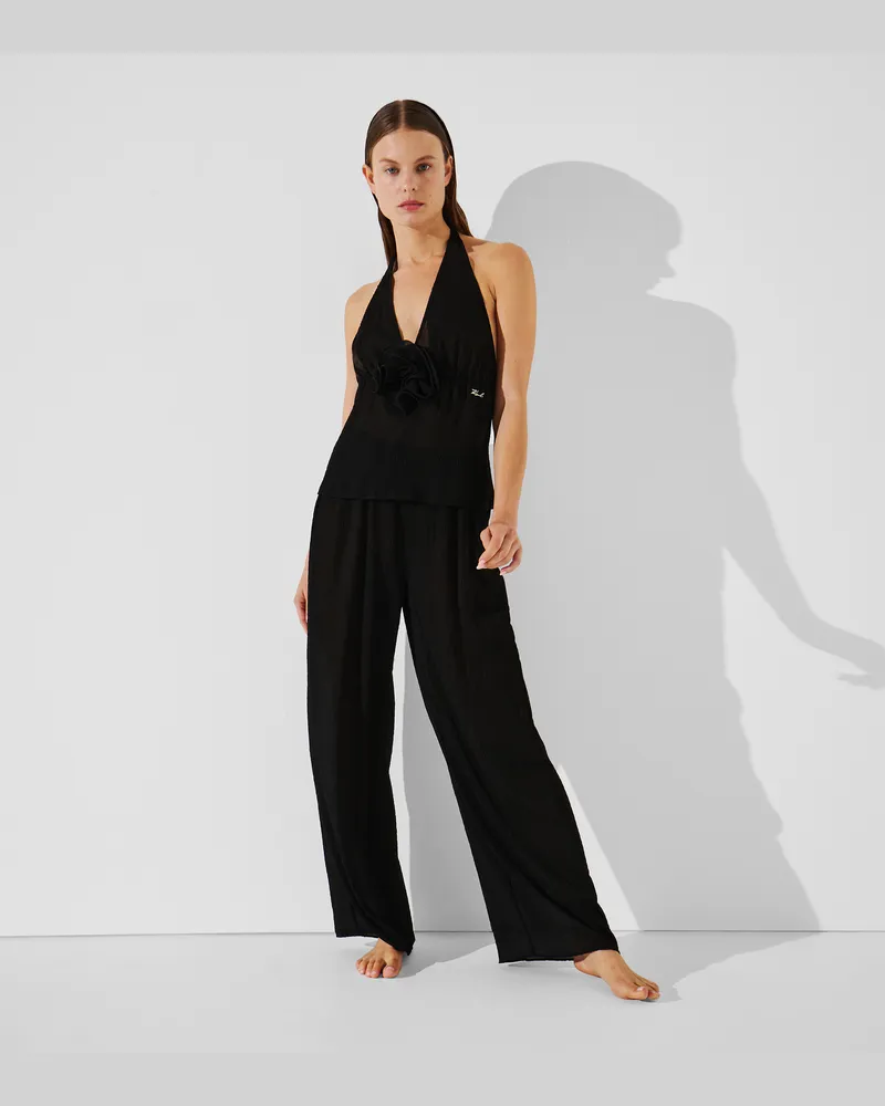 Karl Lagerfeld Plissé-strandhose, Frau, Schwarz, Größe Schwarz
