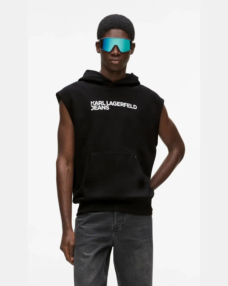 Karl Lagerfeld Ärmelloser Kapuzenpullover Mit Logo, Herren, Schwarz, Größe Schwarz