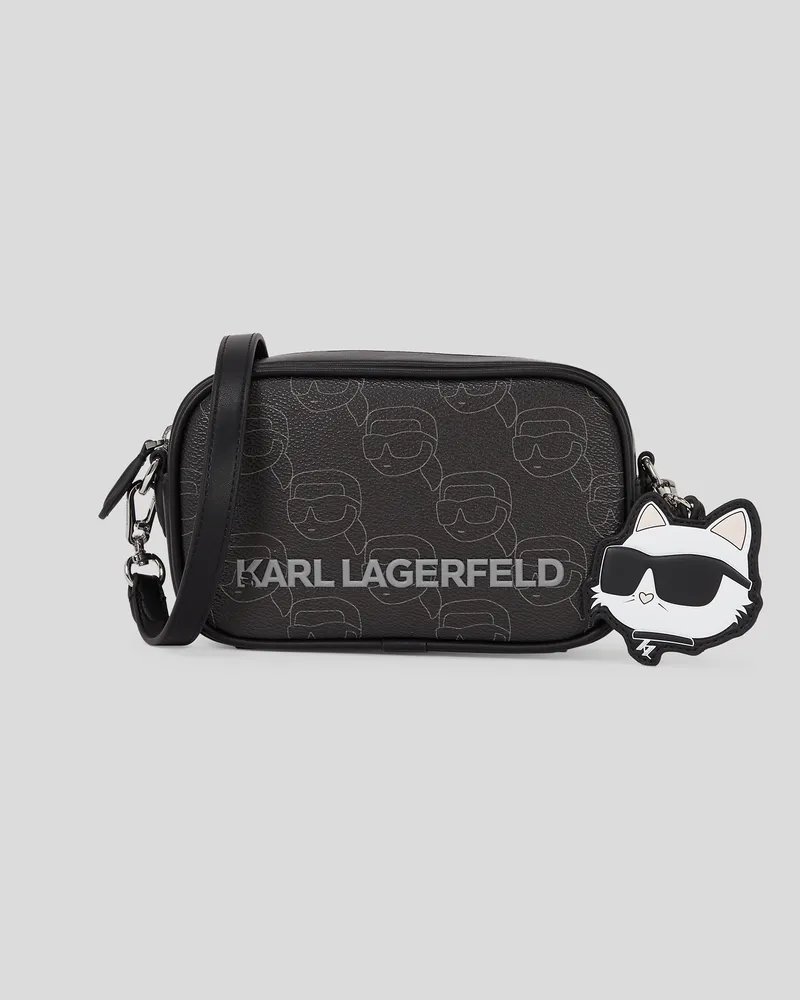 Karl Lagerfeld Ikon monogram Kameratasche, Frau, NFT All-Over-Muster Schwarz, Größe Nft