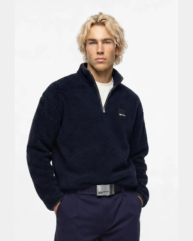 Karl Lagerfeld Fleece-sweatshirt Mit Halbem Reißverschluss, Herren, Peacoat, Größe Peacoat