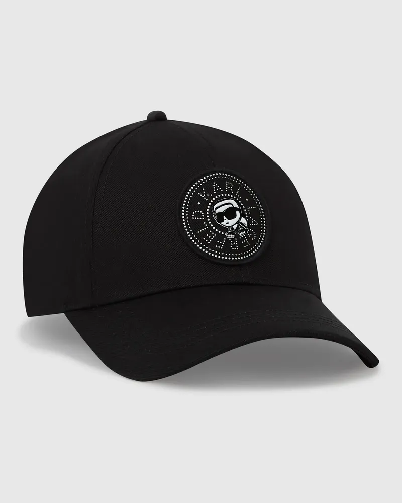 Karl Lagerfeld Ikon Circle Kappe Mit Aufnäher, Damen, Schwarz, Größe Schwarz