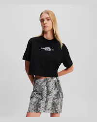 Karl Lagerfeld Klj kastiges T-shirt mit Logo, Frau, Schwarz Schwarz