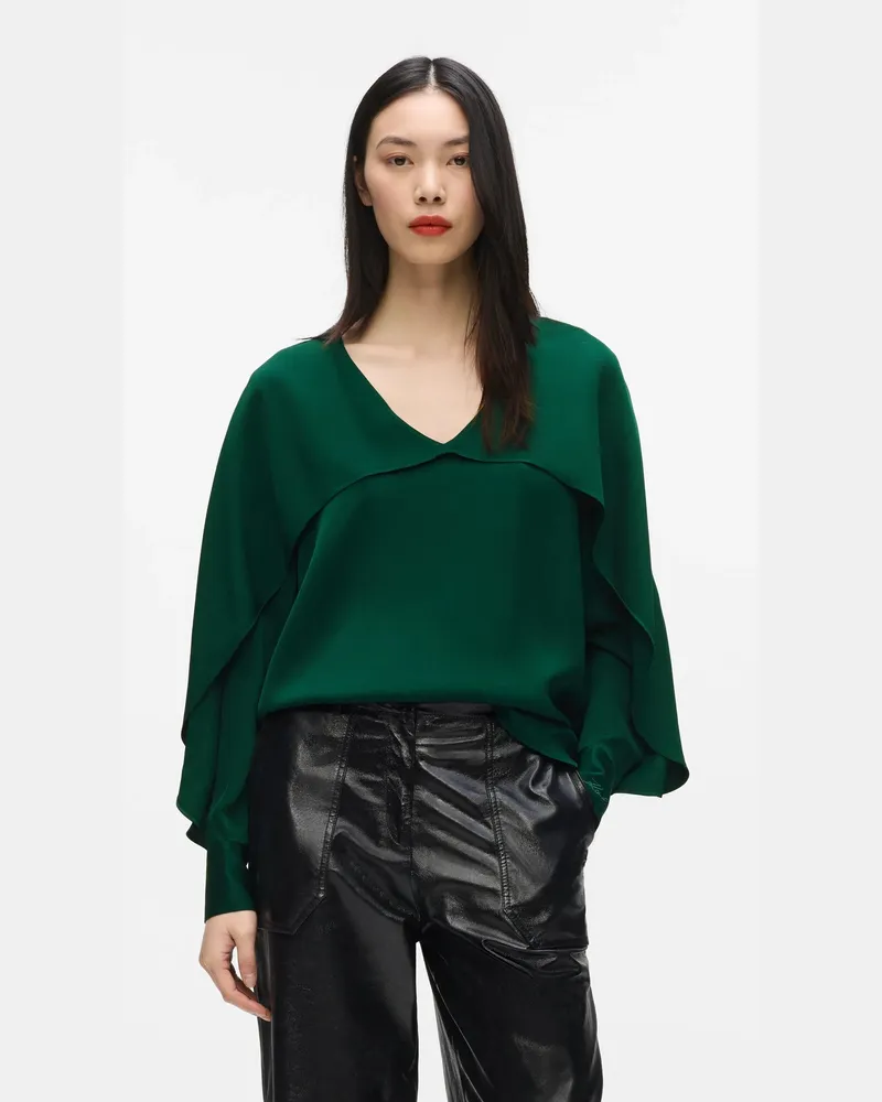 Karl Lagerfeld Bluse Mit V-ausschnitt Und Volant, Damen, Garten, Größe Garten