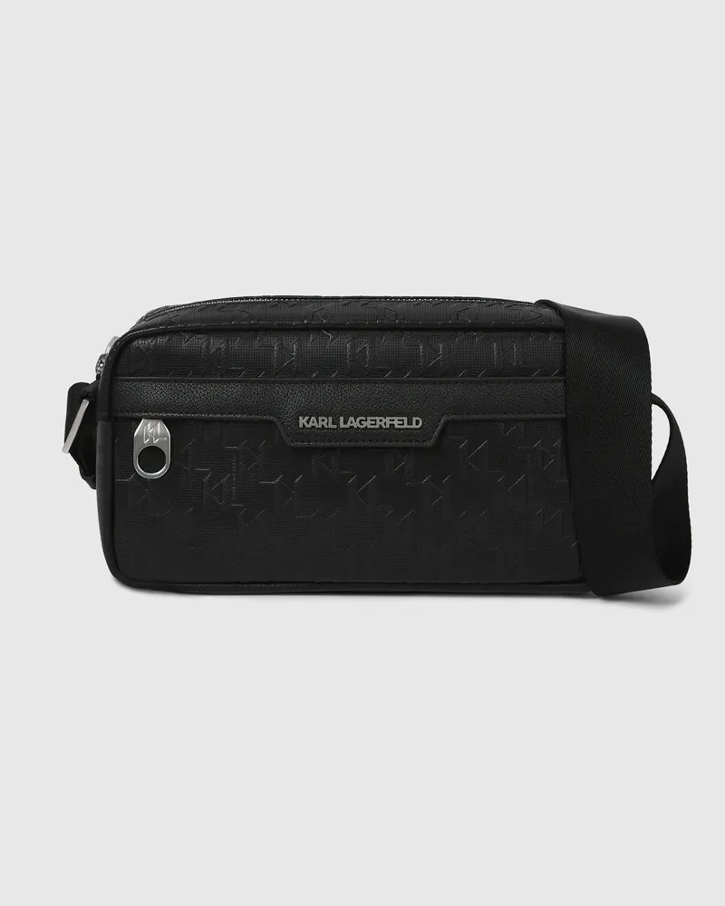 Karl Lagerfeld K/monogram Perforierte Umhängetasche, Herren, Schwarz, Größe Schwarz