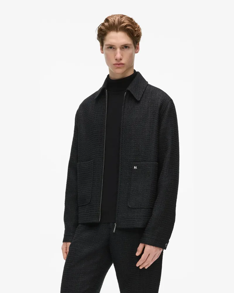 Karl Lagerfeld Bouclé-jacke Mit Reißverschluss, Herren, Schwarz, Größe Schwarz
