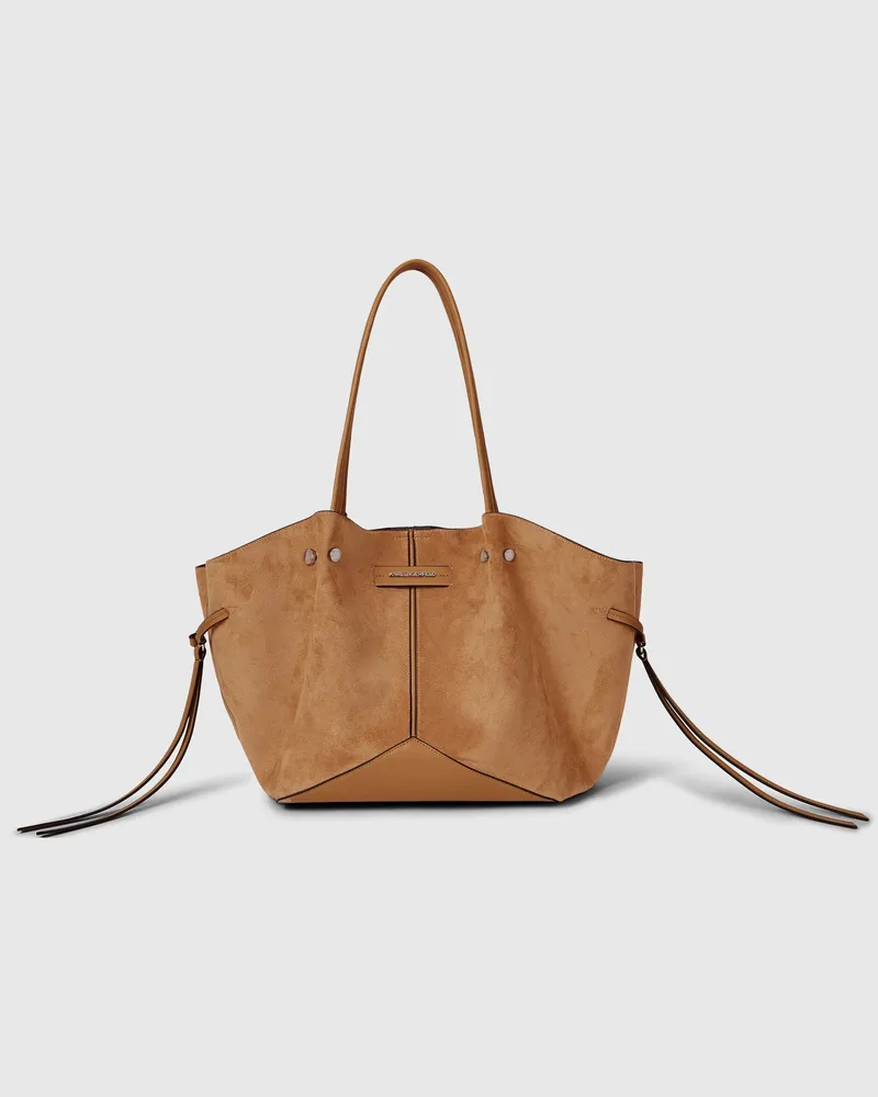 Karl Lagerfeld Mittelgroße K/pierced Tote Bag Aus Kunstleder, Damen, Dunkles Tan, Größe Dunkles