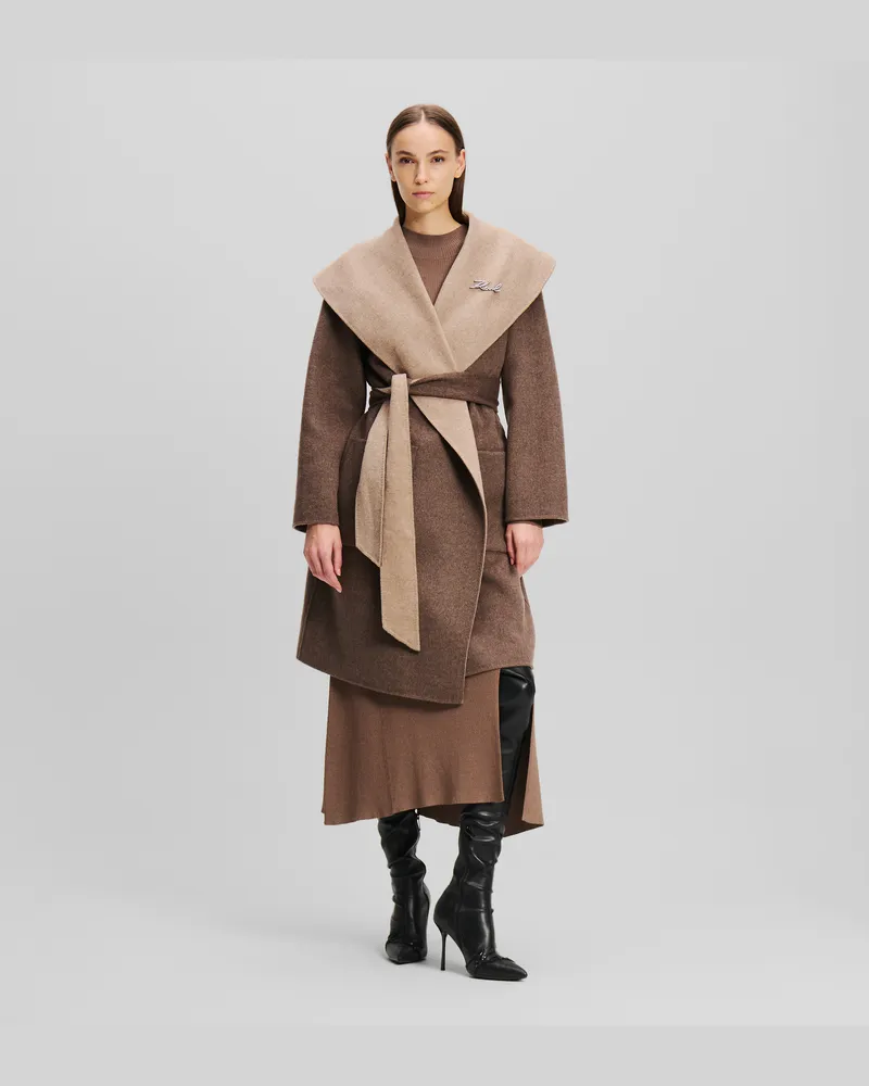 Karl Lagerfeld Wendbarer, Weicher Mantel, Frau, Hellbeige/Dunkelbeige, Größe Hellbeige