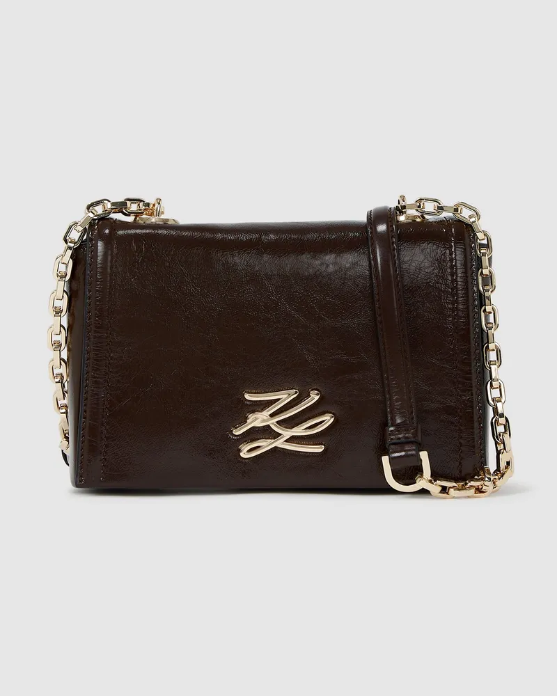 Karl Lagerfeld K/autograph Glänzende Umhängetasche, Damen, Tobacco, Größe Tobacco