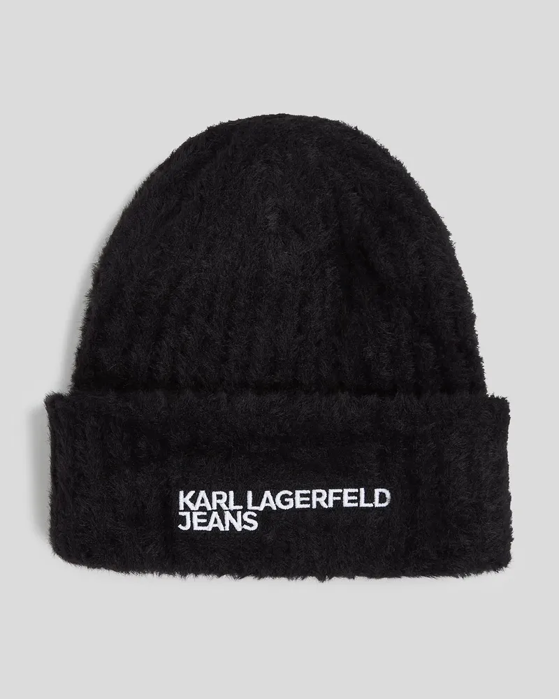 Karl Lagerfeld Klj flauschige Beanie-mütze, Frau, Schwarz Schwarz