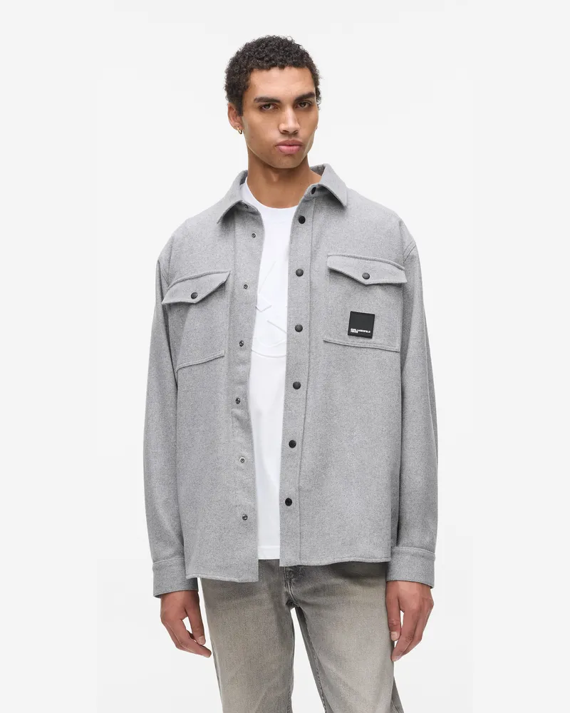 Karl Lagerfeld Overshirt Aus Wollmischgewebe, Herren, Monument, Größe Monument