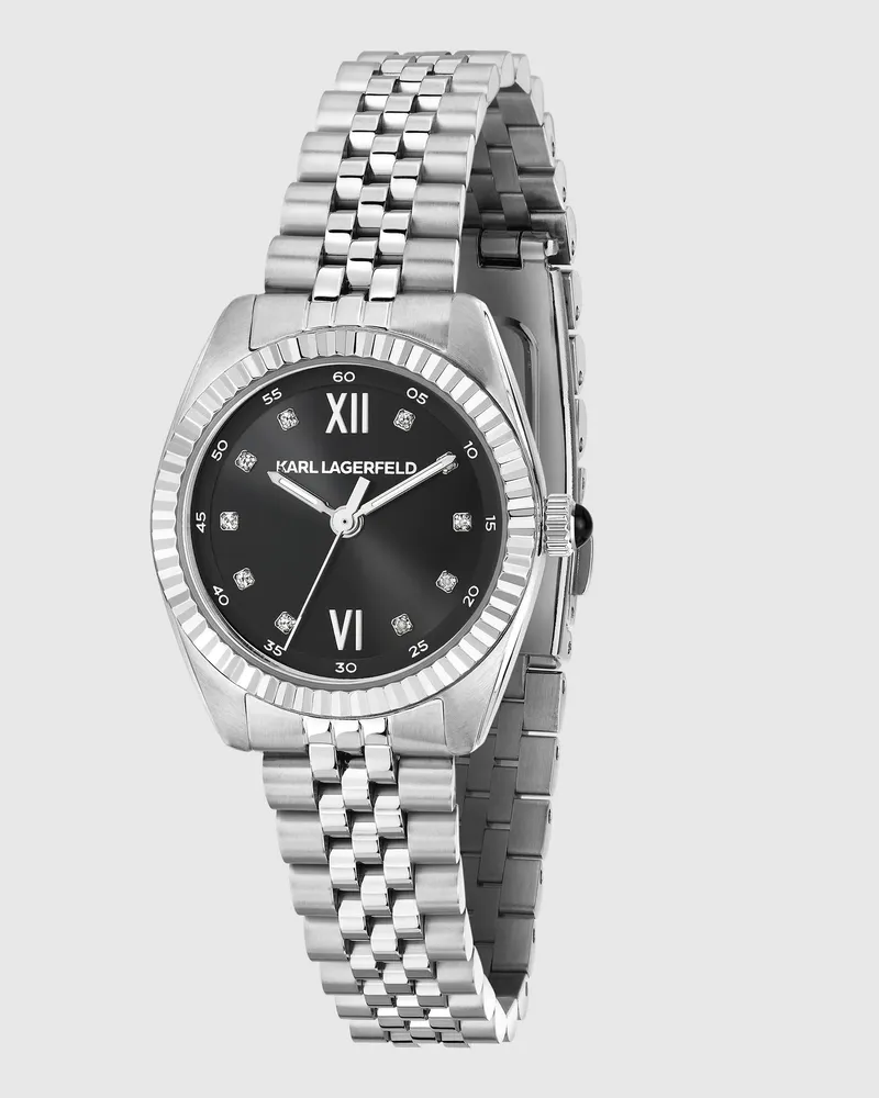 Karl Lagerfeld Kleine, Silberne Runde Logo-armbanduhr, Damen, Silver, Größe Silver