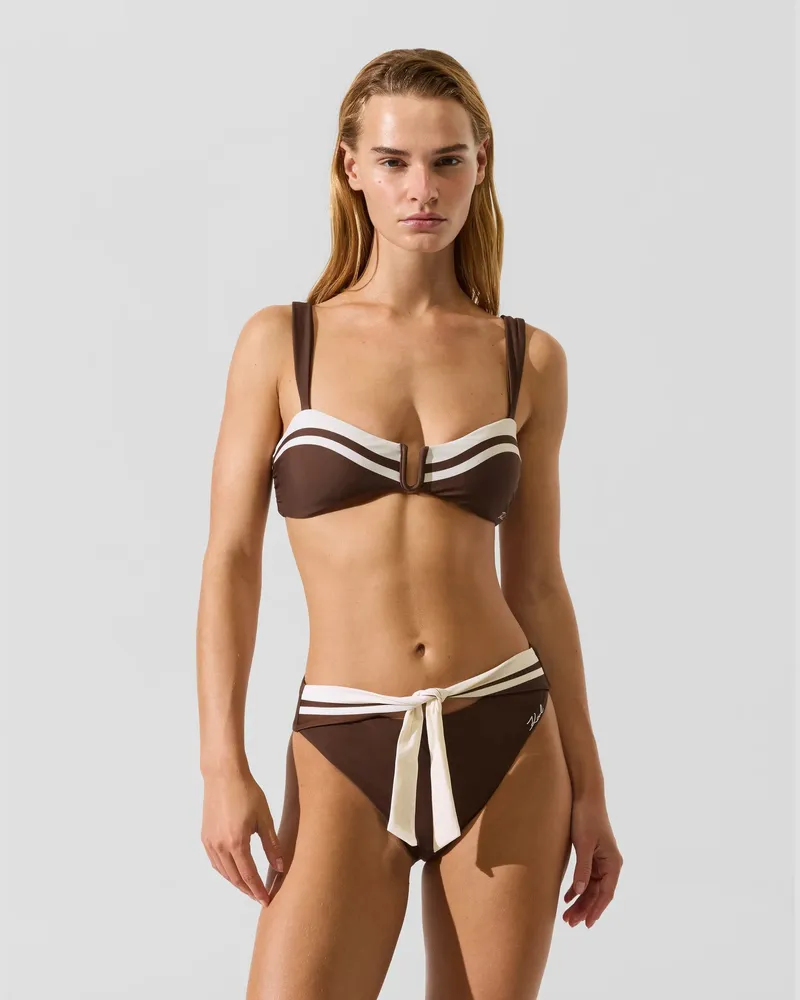 Karl Lagerfeld Bikini-unterteil Mit Bindedetail, Female, Kastanie, Size Brown