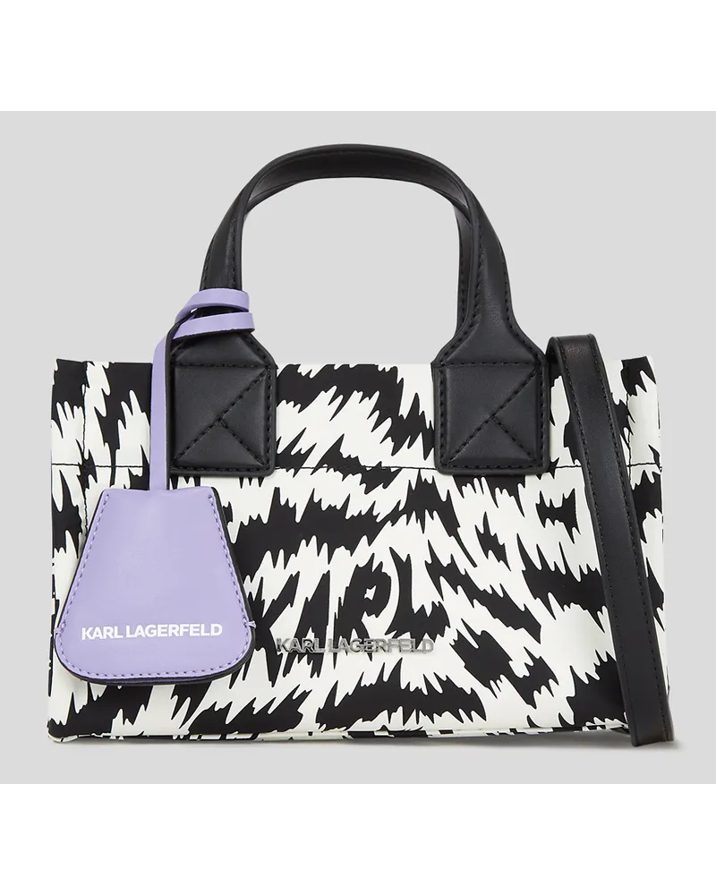 Karl Lagerfeld K/skuare Kleine Tote Bag in Zebra-optik, Frau, Schwarz/weiss Schwarz