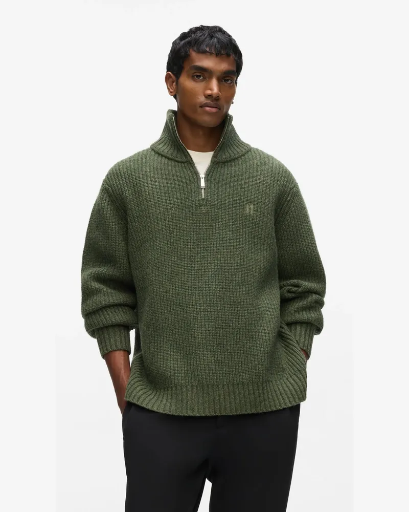 Karl Lagerfeld Pullover Mit Halblangem Reißverschluss Am Rollkragen, Herren, Thymian, Größe Thymian